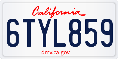 CA license plate 6TYL859