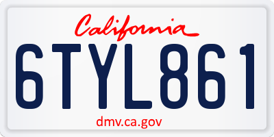 CA license plate 6TYL861