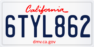 CA license plate 6TYL862