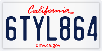 CA license plate 6TYL864