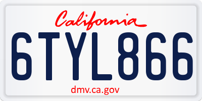 CA license plate 6TYL866