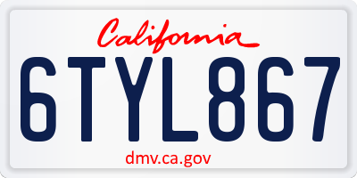 CA license plate 6TYL867