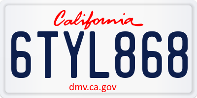 CA license plate 6TYL868