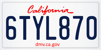 CA license plate 6TYL870