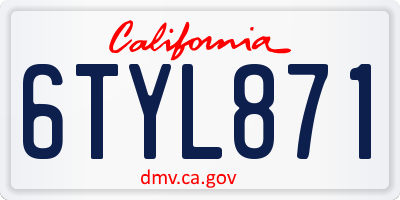 CA license plate 6TYL871