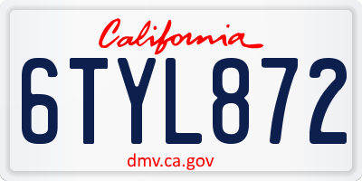 CA license plate 6TYL872