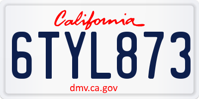 CA license plate 6TYL873