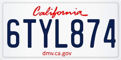 CA license plate 6TYL874