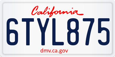 CA license plate 6TYL875