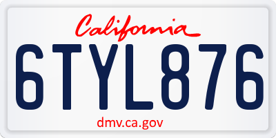 CA license plate 6TYL876