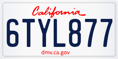 CA license plate 6TYL877