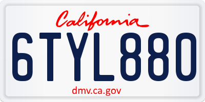 CA license plate 6TYL880