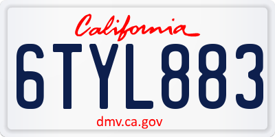 CA license plate 6TYL883