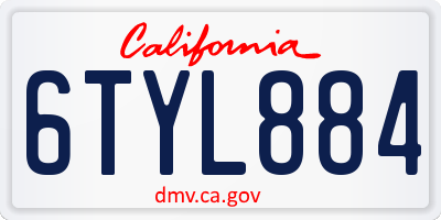 CA license plate 6TYL884