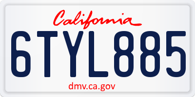 CA license plate 6TYL885