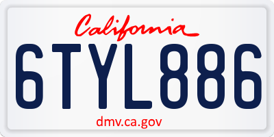 CA license plate 6TYL886