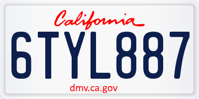 CA license plate 6TYL887