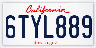 CA license plate 6TYL889