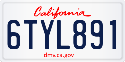 CA license plate 6TYL891