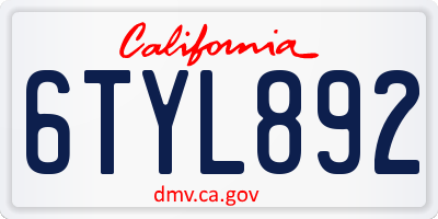 CA license plate 6TYL892
