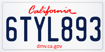 CA license plate 6TYL893