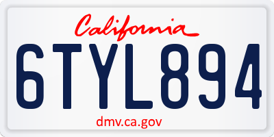 CA license plate 6TYL894