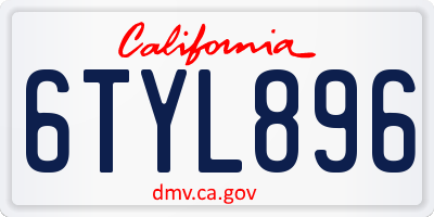 CA license plate 6TYL896