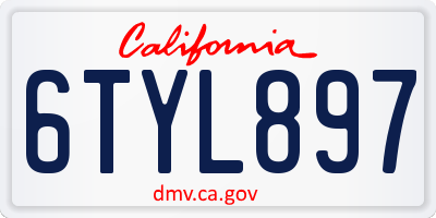 CA license plate 6TYL897