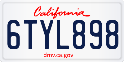 CA license plate 6TYL898