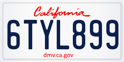 CA license plate 6TYL899