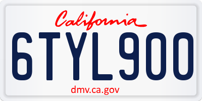 CA license plate 6TYL900