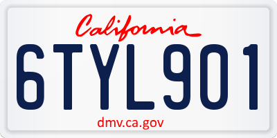 CA license plate 6TYL901