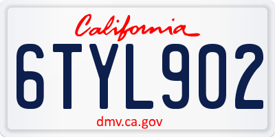 CA license plate 6TYL902