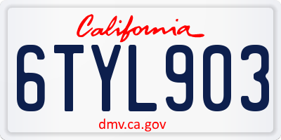 CA license plate 6TYL903