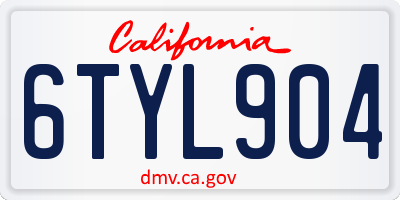 CA license plate 6TYL904
