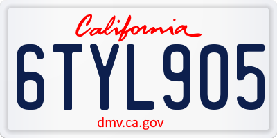 CA license plate 6TYL905