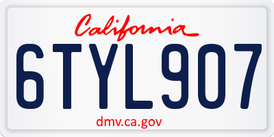 CA license plate 6TYL907