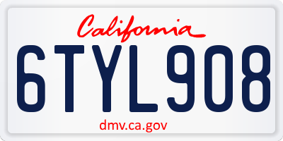 CA license plate 6TYL908