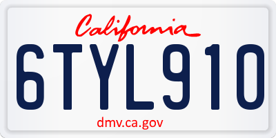 CA license plate 6TYL910