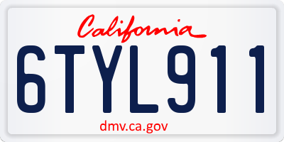 CA license plate 6TYL911