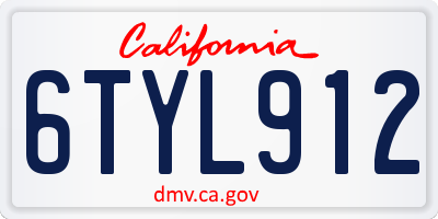CA license plate 6TYL912