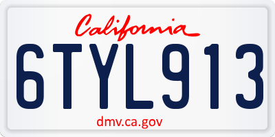 CA license plate 6TYL913