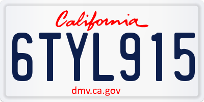 CA license plate 6TYL915