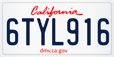 CA license plate 6TYL916