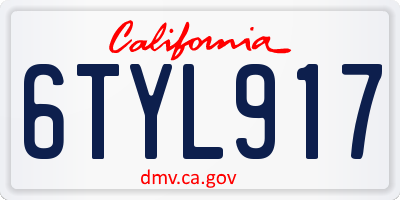 CA license plate 6TYL917