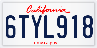 CA license plate 6TYL918