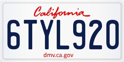 CA license plate 6TYL920