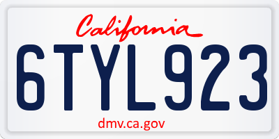 CA license plate 6TYL923
