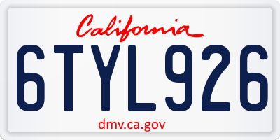 CA license plate 6TYL926