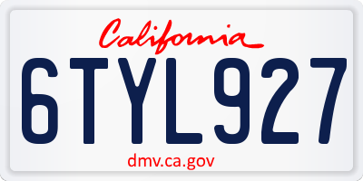 CA license plate 6TYL927